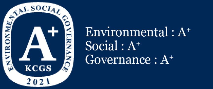 KCGS 2021 A⁺ Enviromental:A⁺, Social:A⁺, Governance:A⁺