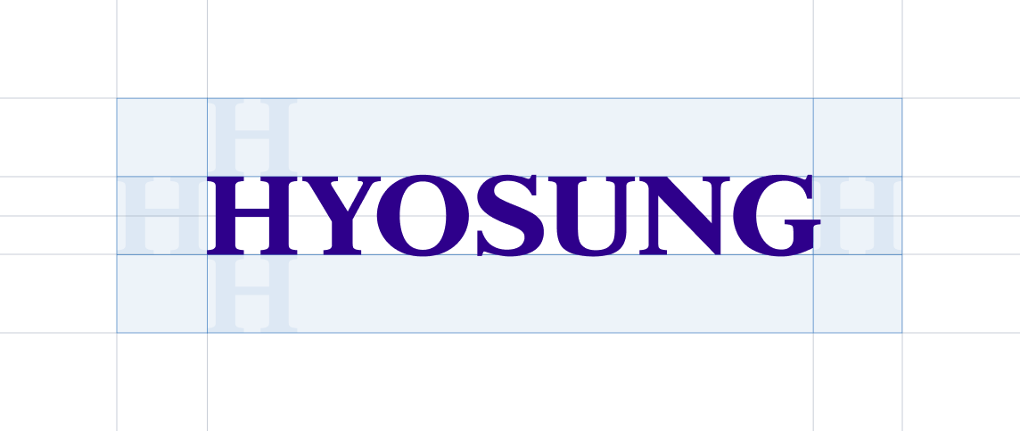 Image explaining the minimum clear space guidelines for Hyosung’s CI