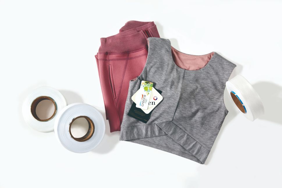 CREORA® spandex yarn by Hyosung, the world’s No.1 brand, featured alongside activewear products using the material