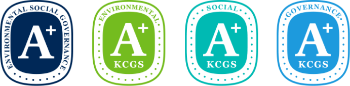 ESG certification marks awarded to Hyosung for an overall A+ rating and A+ in all categories (E, S, G) by the Korea Institute of Corporate Governance and Sustainability (KCGS)