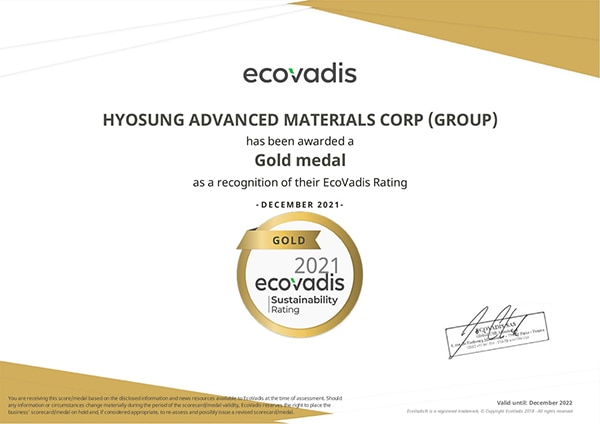 Hyosung Advanced Materials Recognized Globally as an Outstanding Company in Sustainable Management.